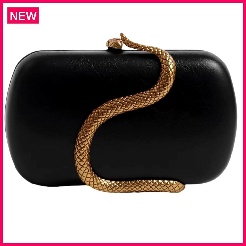 PU Leather Evening Bag with Detachable Chain, Crossbody or Clutch